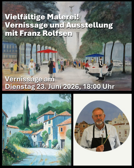 Collage von Bildern des Malers Franz Rolfens, Einladung zur Vernissage